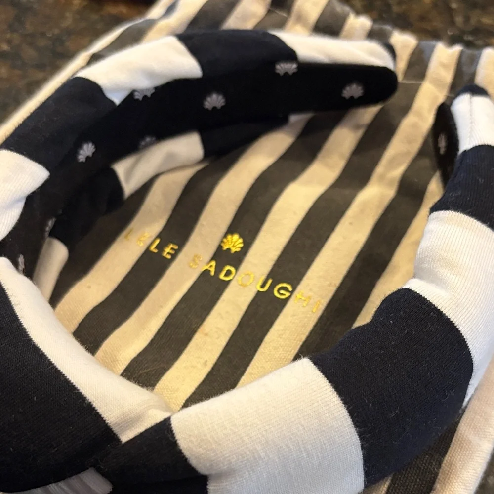 Lele Sadoughi Black and White Striped Padded Headband